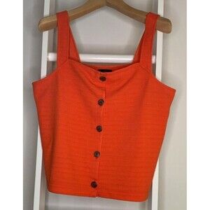 J Crew Tank Womens XL Orange Textured Button Up Strapped New AN188
